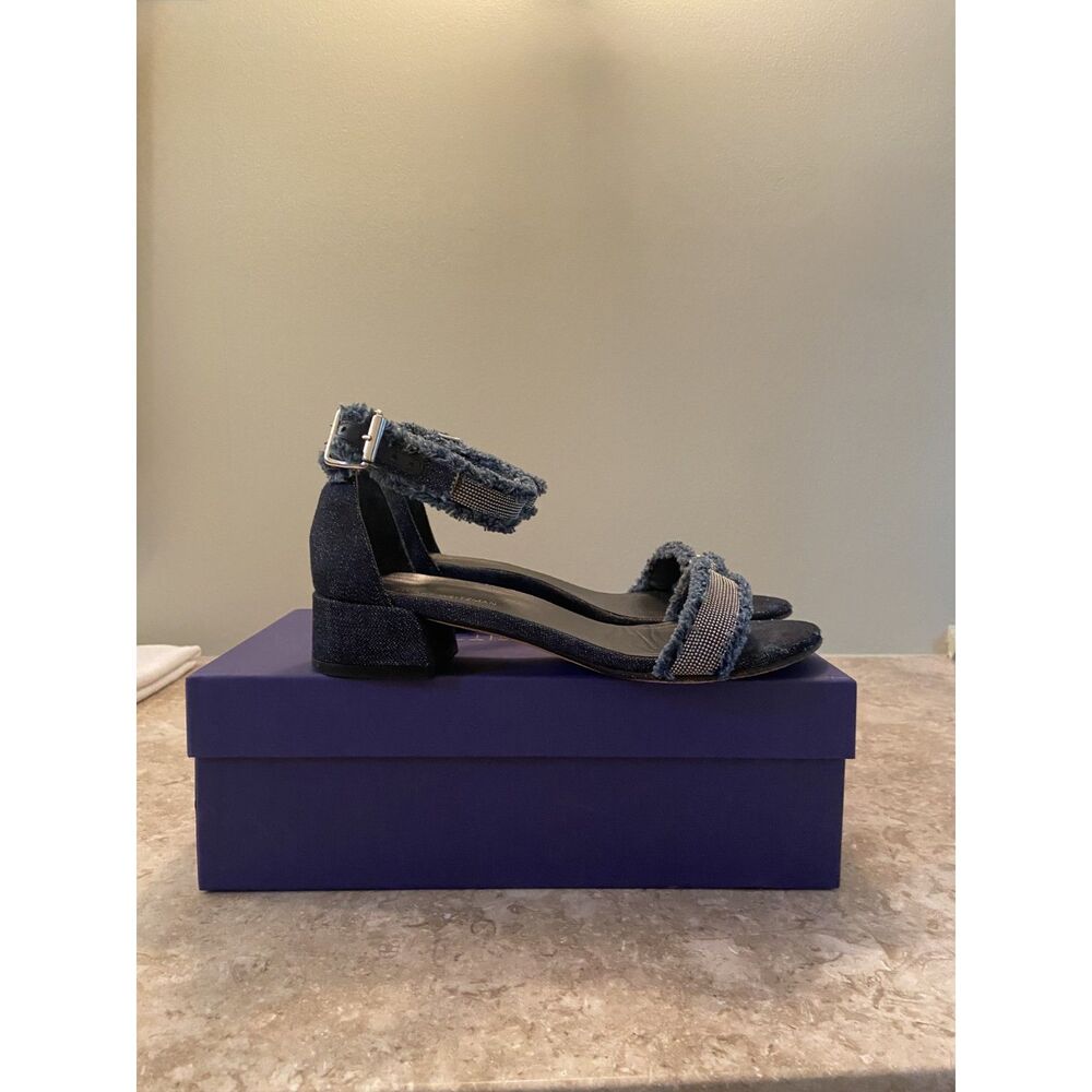 Stuart Weitzman Denim Block Heel Sandals 6.5 - Picture 11 of 12